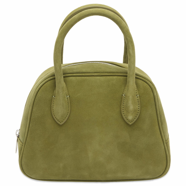 Photo: DUNST Women's Suede Boston Bag in Pistachio 