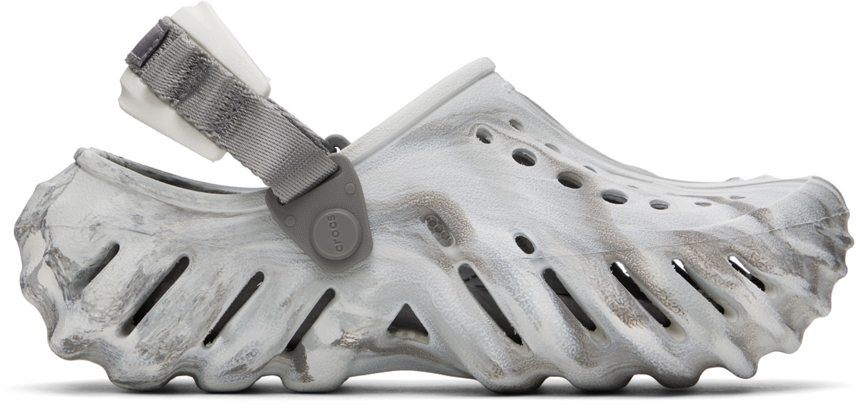 Crocs White & Gray Echo Marbled Clogs Crocs