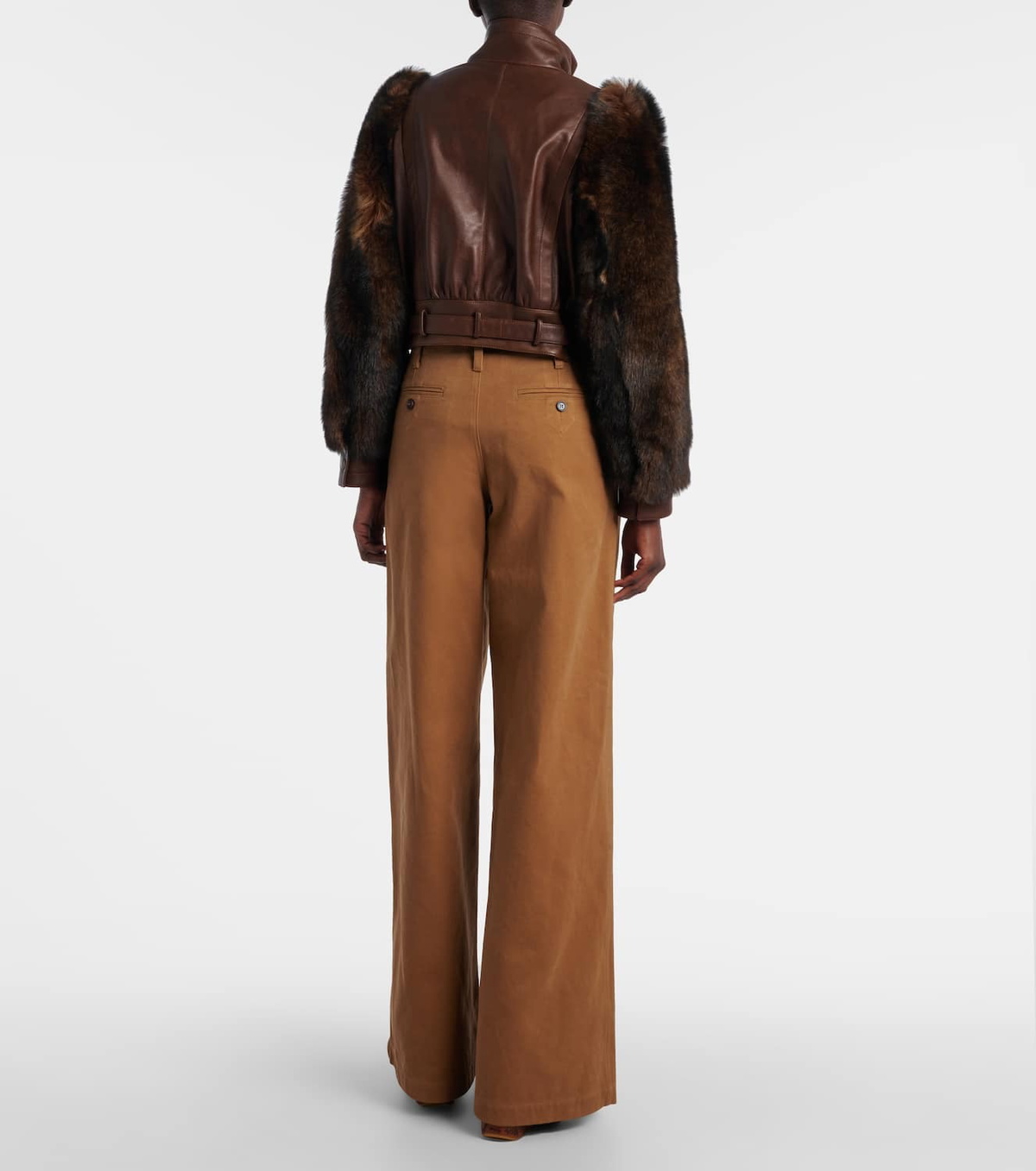 Chloé Cropped shearling-trimmed leather jacket