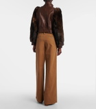 Chloé Cropped shearling-trimmed leather jacket