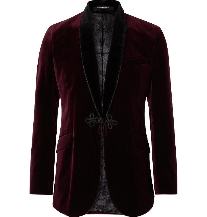 Photo: Favourbrook - Shawl-Collar Velvet Tuxedo Jacket - Burgundy
