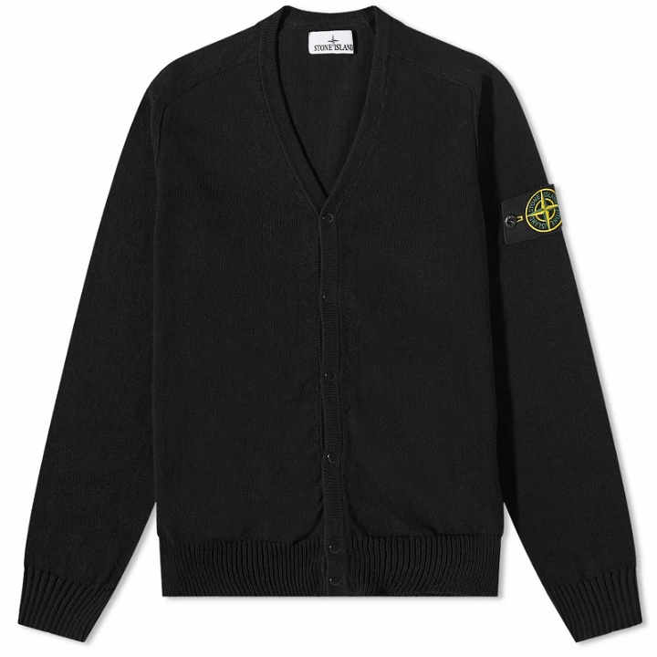 Photo: Stone Island Men's Raw Hand Cotton Knitted Cardigan in Black