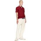 Burberry Red Check Trim Cotton Polo