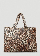 Cabas Leopard Print Quilted Tote Bag in Brown
