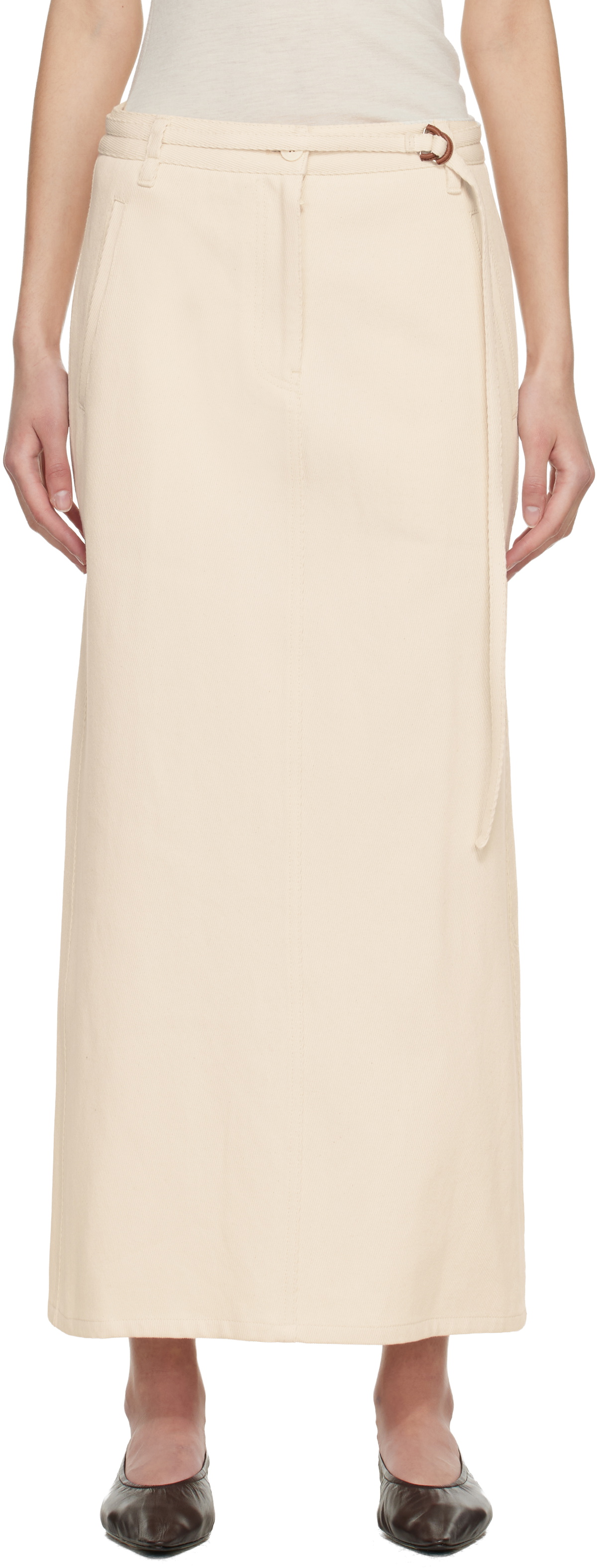 LE17SEPTEMBRE Off-White Tessa Belted Maxi Skirt