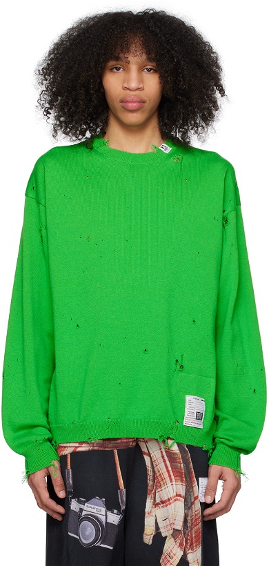 Photo: Miharayasuhiro Green Distressed Sweater
