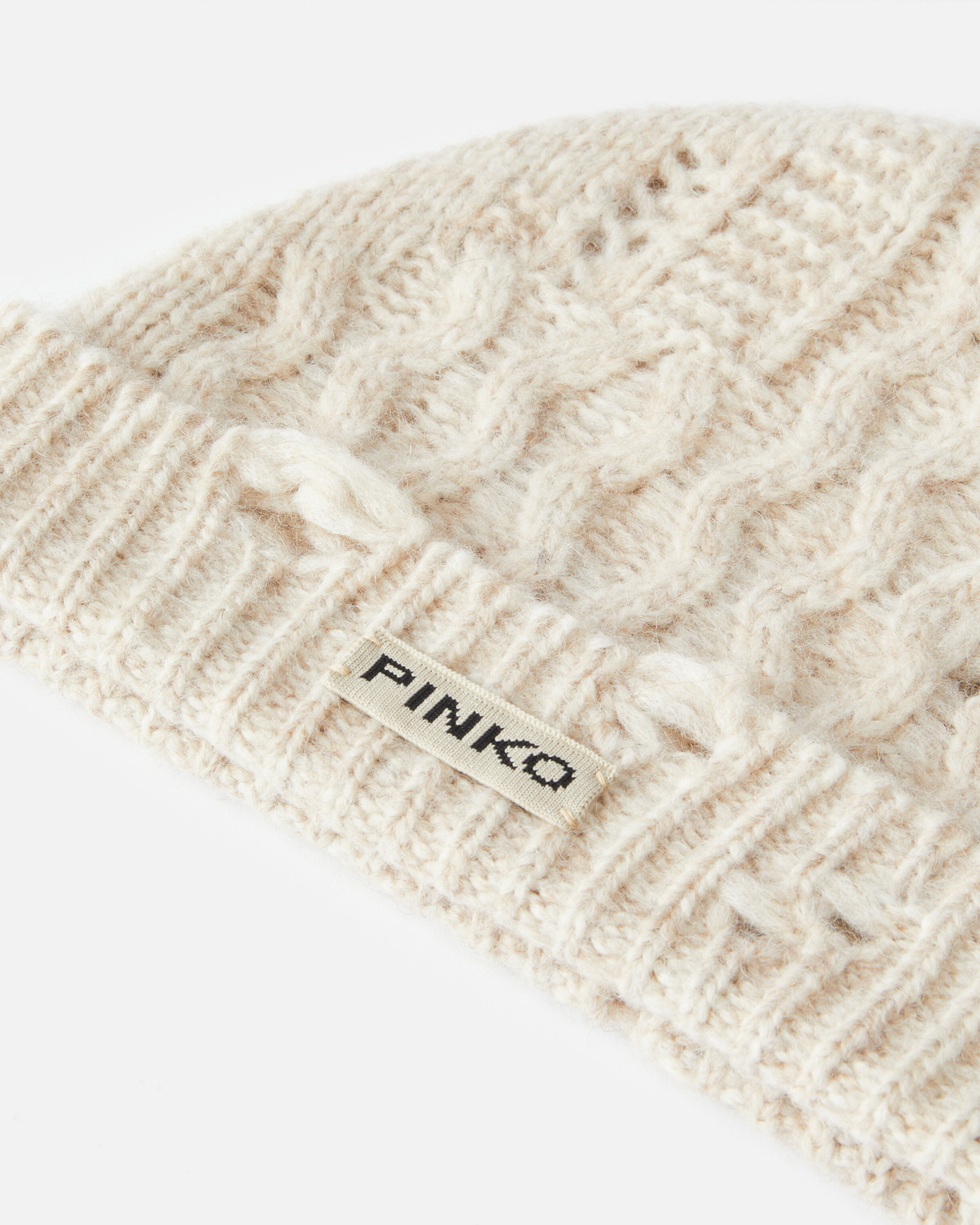 Pinko Mixed Stitch Wool Blend Beanie Grey Dove