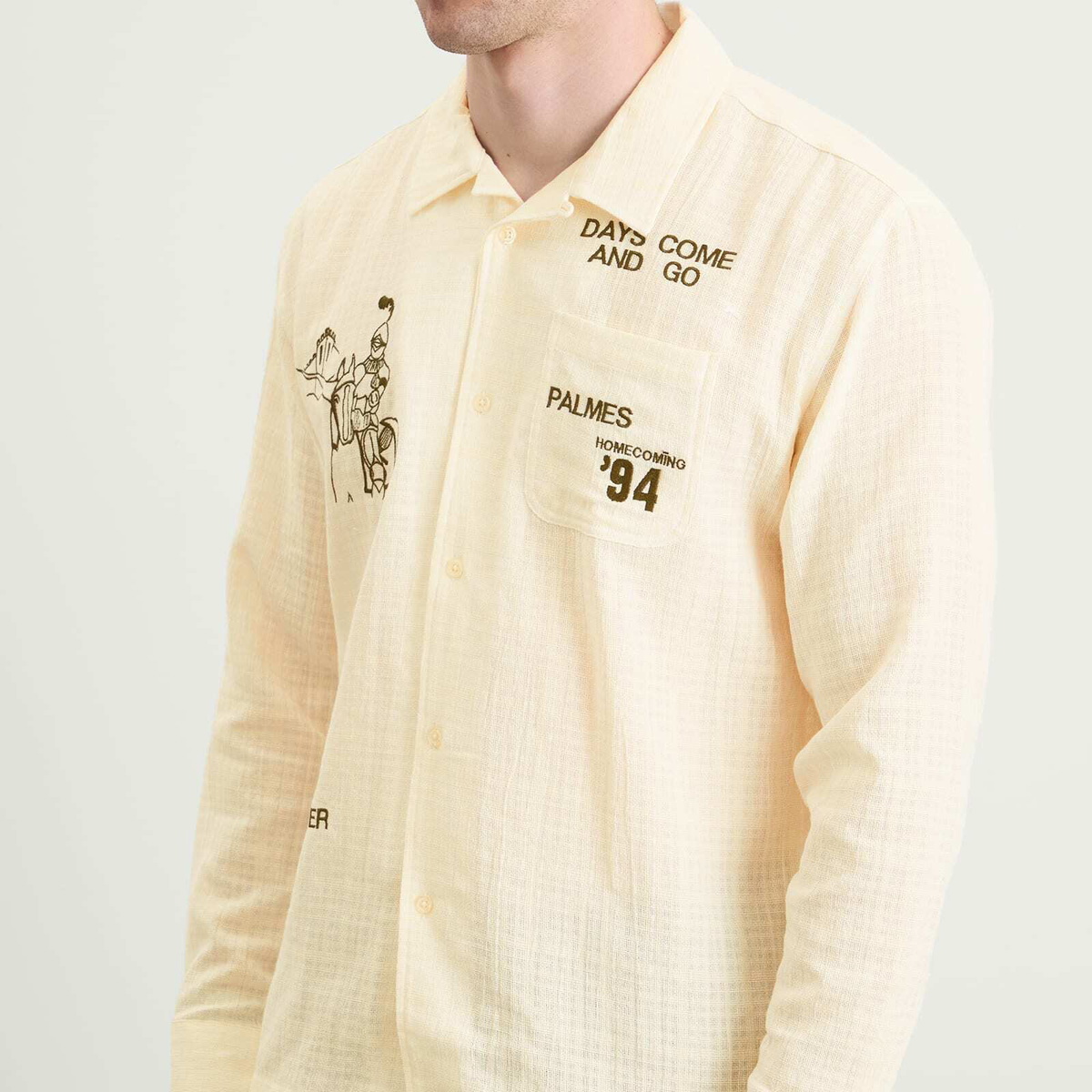 Palmes Men's Forever Camp Collar Shirt in Broken White