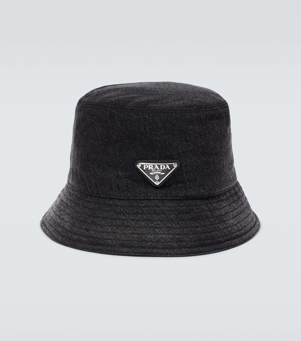 Prada Logo plaque denim bucket hat Prada