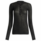 SKIMS Women's Sheer Knit Long Sleeve Henley Top in Onyx