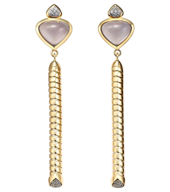 Photo: Marina B Trisolina 18kt gold drop earrings with blue chalcedony and diamonds