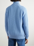Ghiaia Cashmere - Ribbed Wool Half-Zip Sweater - Blue