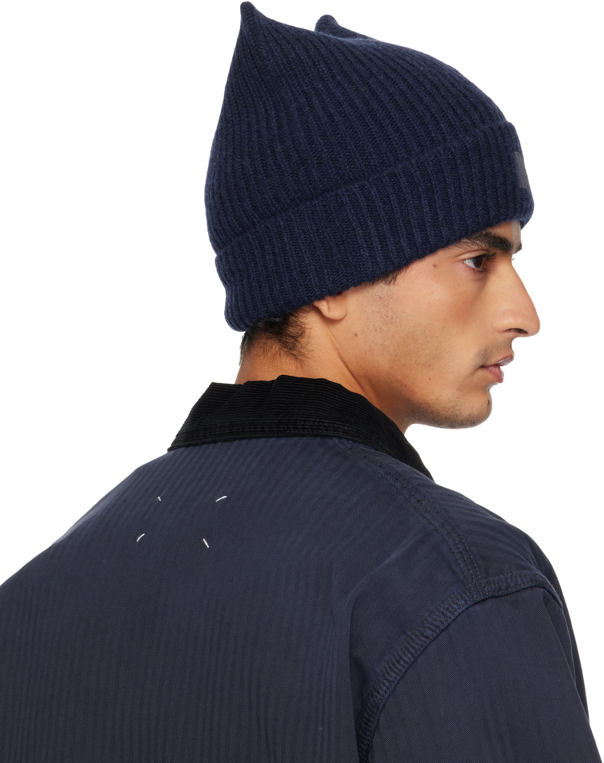 Acne Studios Navy Logo Square Beanie