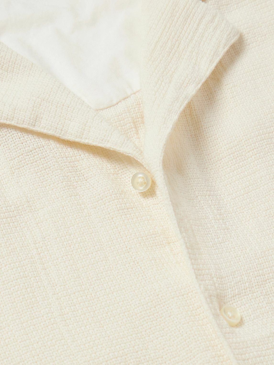 Officine Générale - Eren Camp-Collar Textured-Cotton Shirt - Neutrals ...