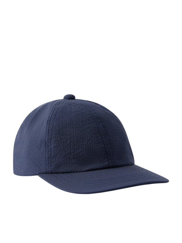 Photo: Beams Plus - 6 Panel Regimental Strap Seersucker Baseball Cap