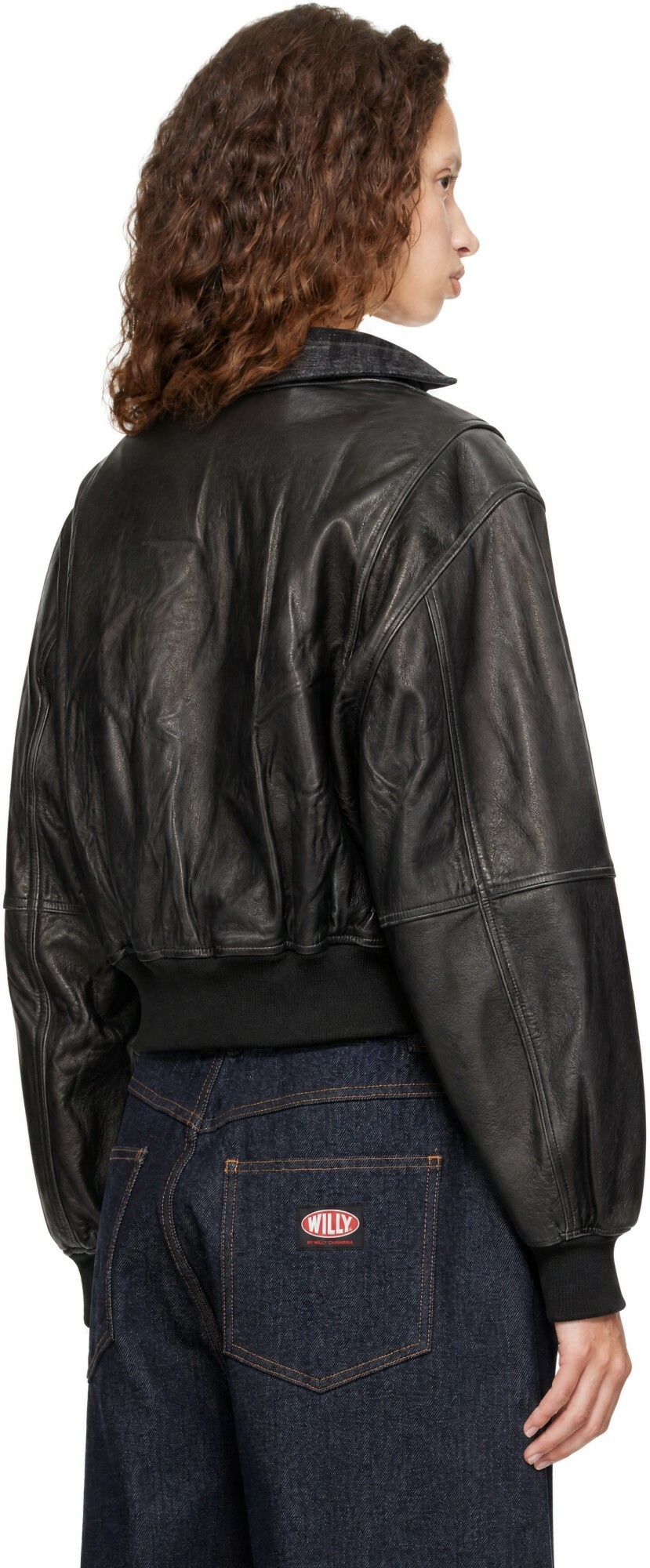WILLY CHAVARRIA Black Cropped Leather Jacket