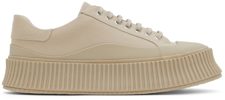 Photo: Jil Sander White Canvas Platform Sneakers