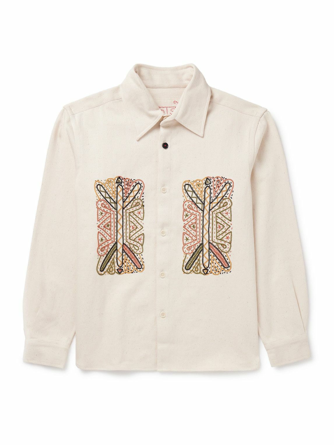 Kardo - Luis Embroidered Denim Overshirt - Neutrals