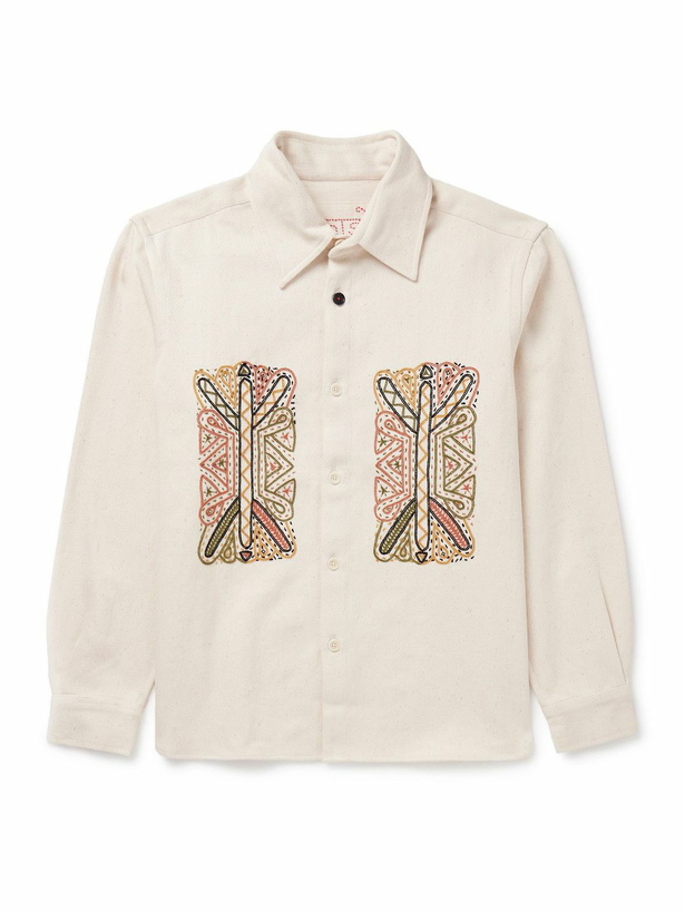 Photo: Kardo - Luis Embroidered Denim Overshirt - Neutrals