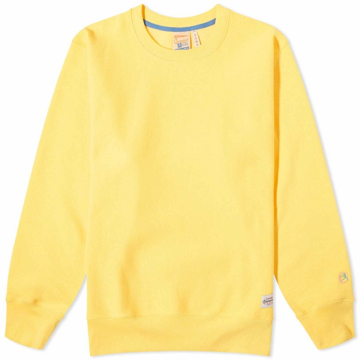 Photo: Champion Men's Made in USA Reverse Weave Crew Sweat in Freelance Yellow