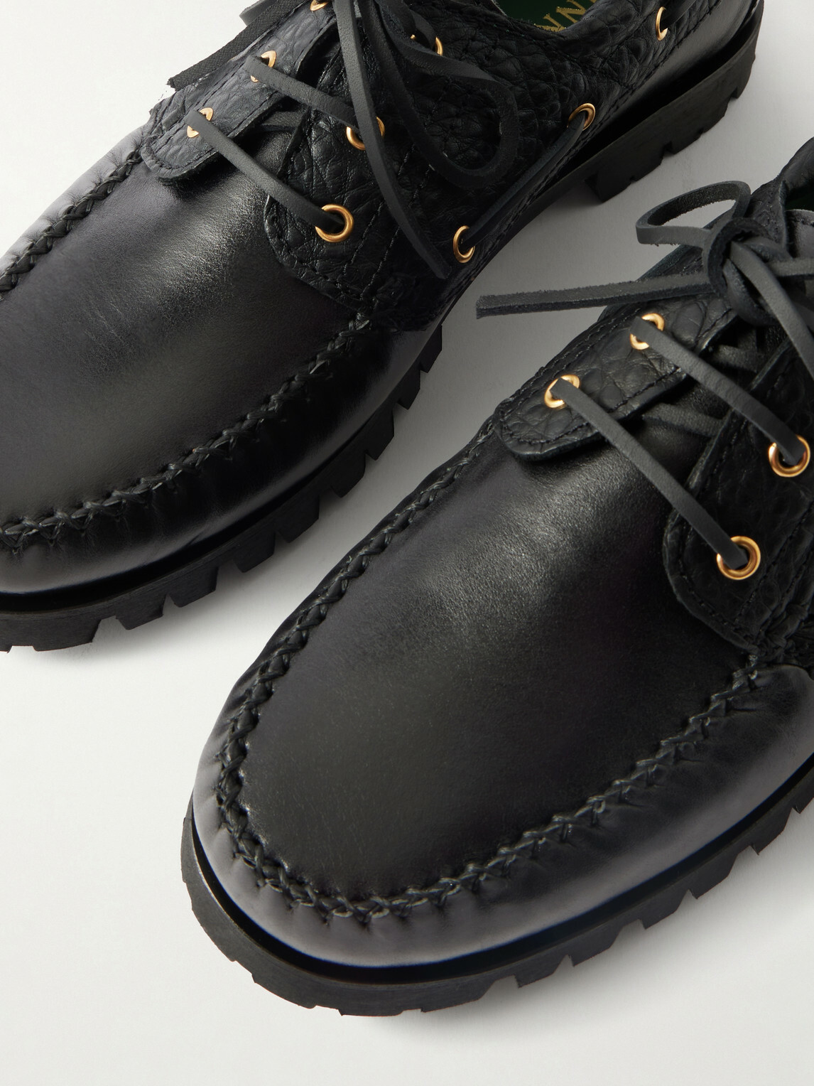 VINNY's - Aztec Leather Boat Shoes - Black