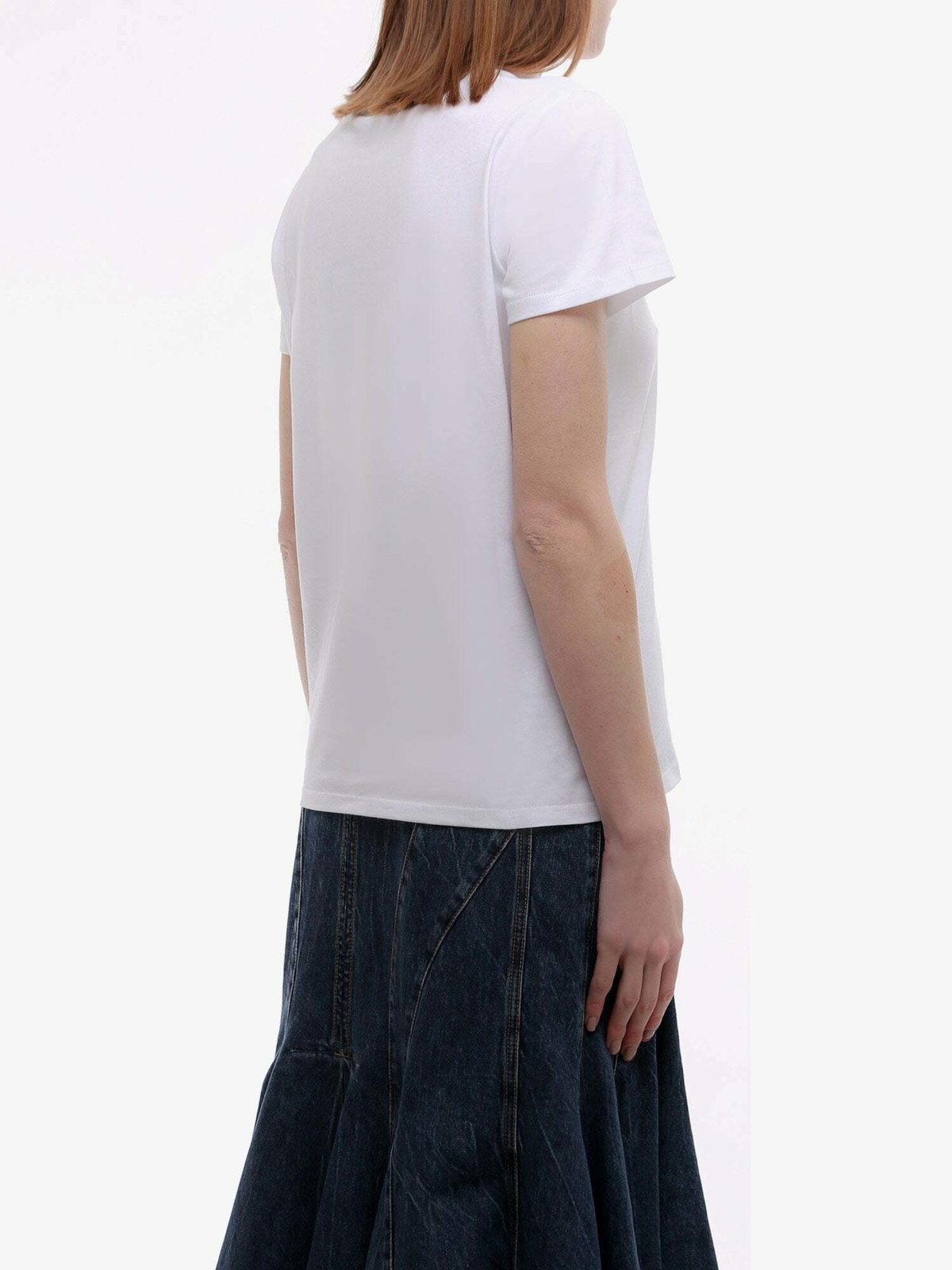 Tシャツ・カットソー ALEXANDER MCQUEEN Woman T-Shirt White 781403QZALT 0900 WMNS) Alexander McQueen Logo T-Shirt 'White Black' 781403
