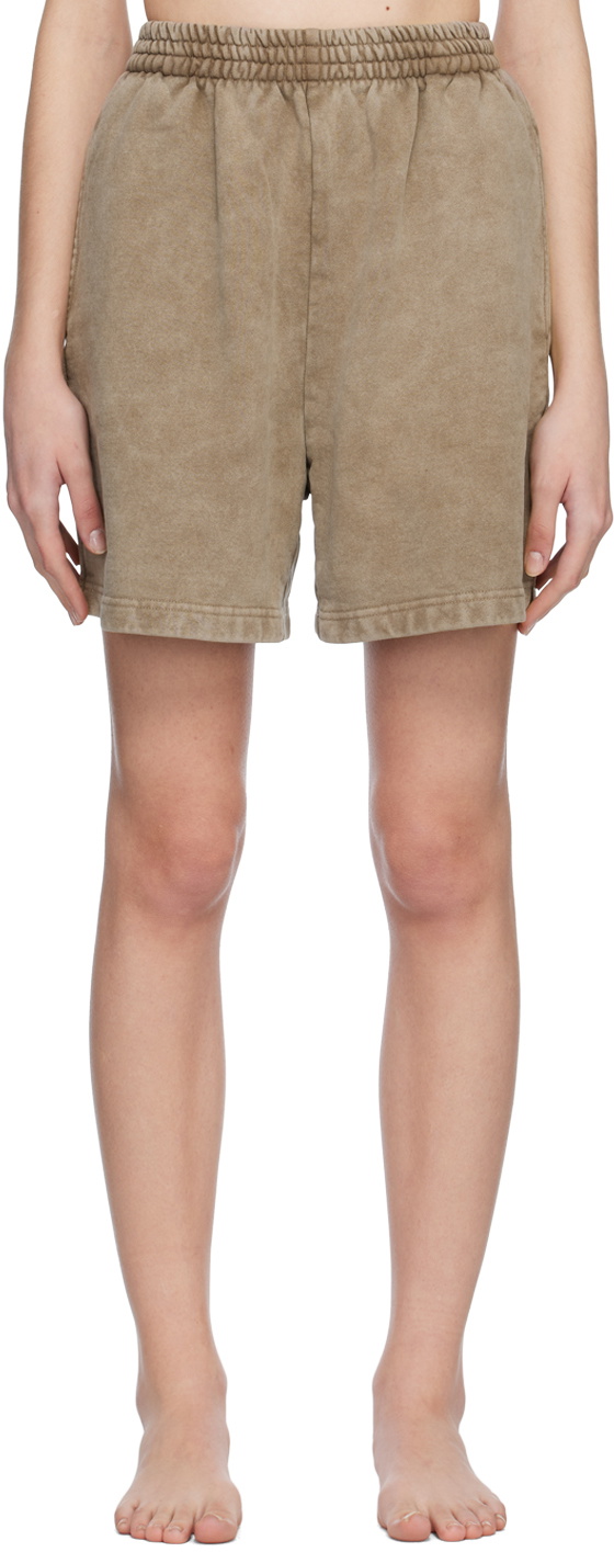 Taupe SKIMS Boyfriend Fleece Shorts by SKIMS on Sale