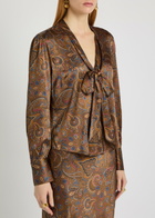 Veronica Beard Francine Printed Silk-blend Blouse Brown