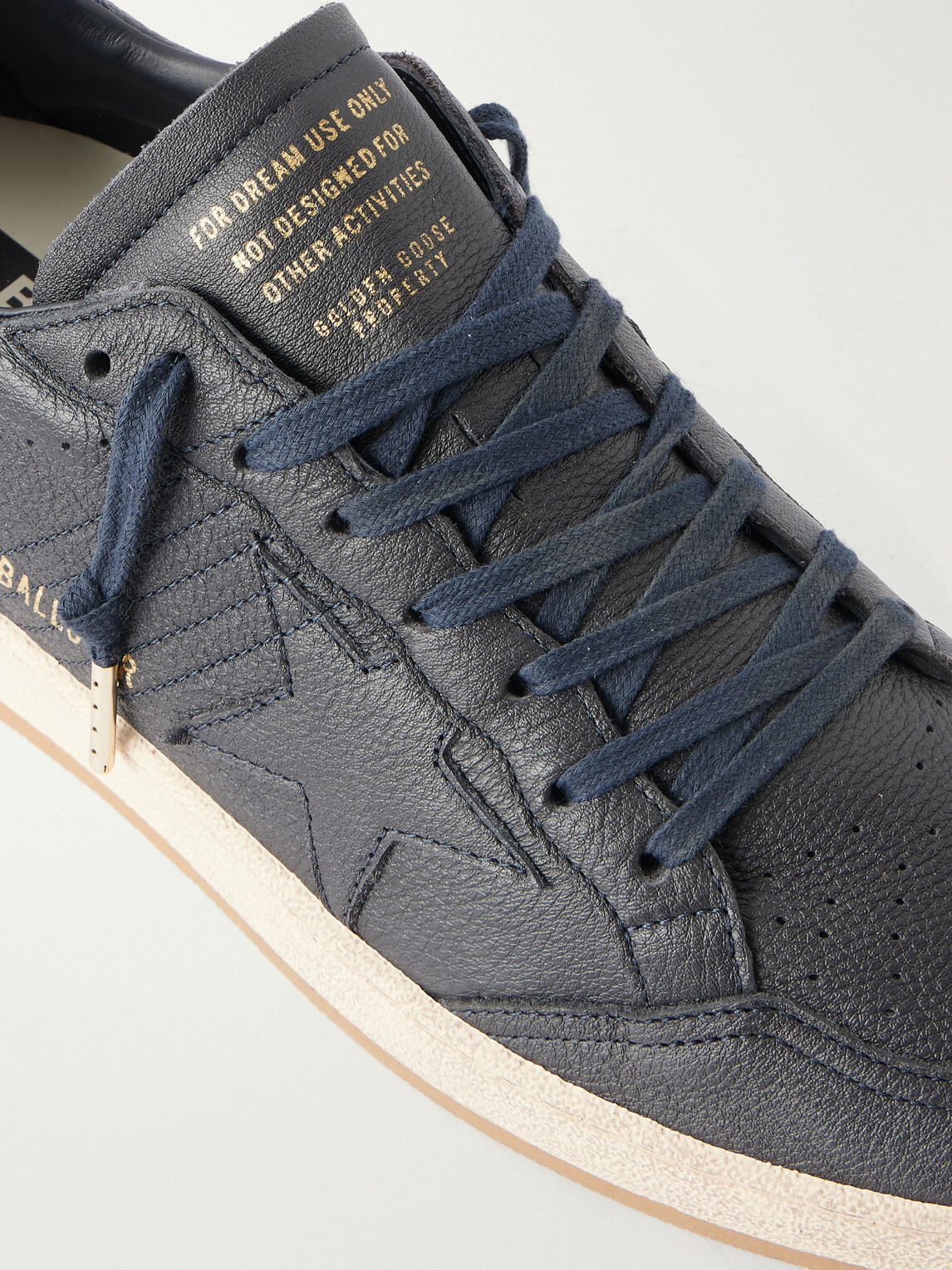 Golden Goose - Ball Star Distressed Leather Sneakers - Blue
