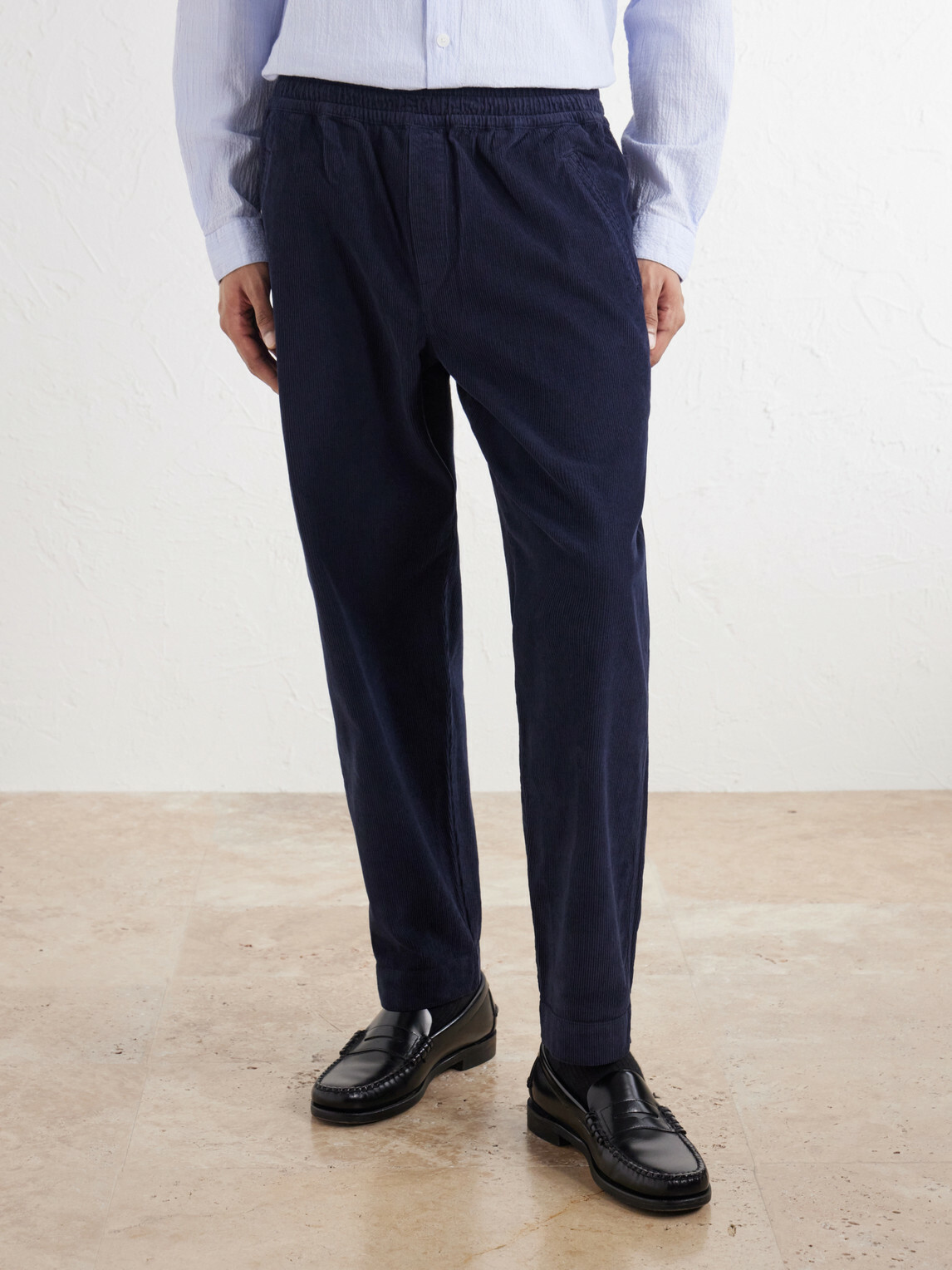 Folk - Drawcord Assembly Straight-Leg Brushed Cotton Trousers - Blue