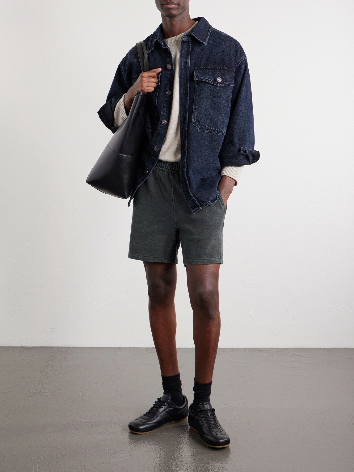 Remi Relief - Straight-Leg Cotton-Jersey Shorts - Black