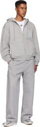 Marine Serre Gray Moon Logo Fleece Zipped Hoodie