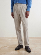 Brunello Cucinelli - Tapered Pleated Cotton-Corduroy Trousers - Neutrals