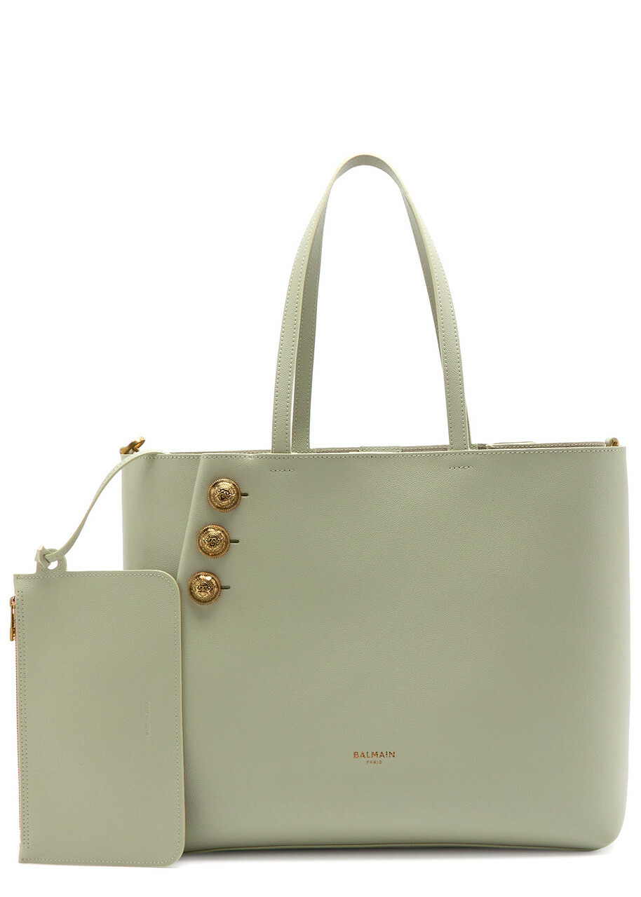 Balmain Emblème Leather Tote bag - Olive - One Size Balmain