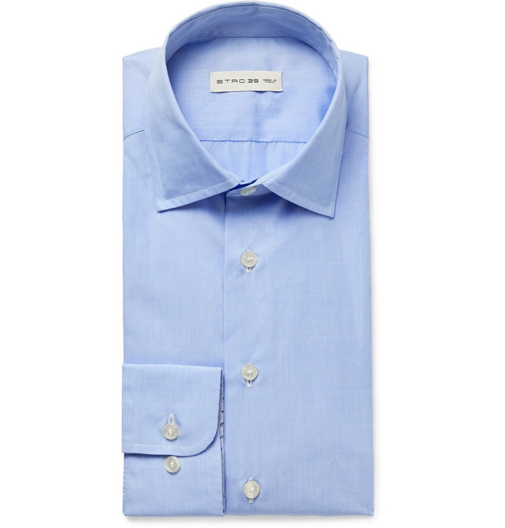 Photo: Etro - Cutaway-Collar Cotton-Poplin Shirt - Blue