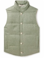 Brunello Cucinelli - Linen, Wool and Silk-Blend Down Gilet - Green