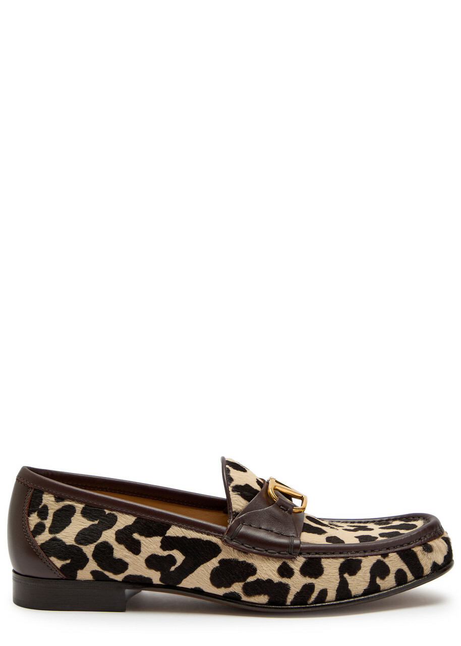 Valentino Garavani Vlogo Leopard-print Calf-hair Loafers