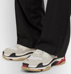 Balenciaga - Triple S Mesh, Nubuck and Leather Sneakers - White