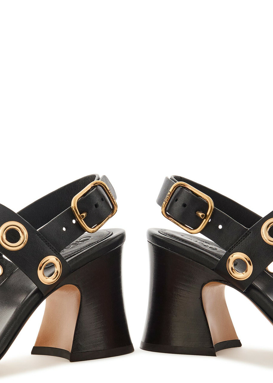 Chloe Janis 80 Eyelet-embellished Leather Sandals Black