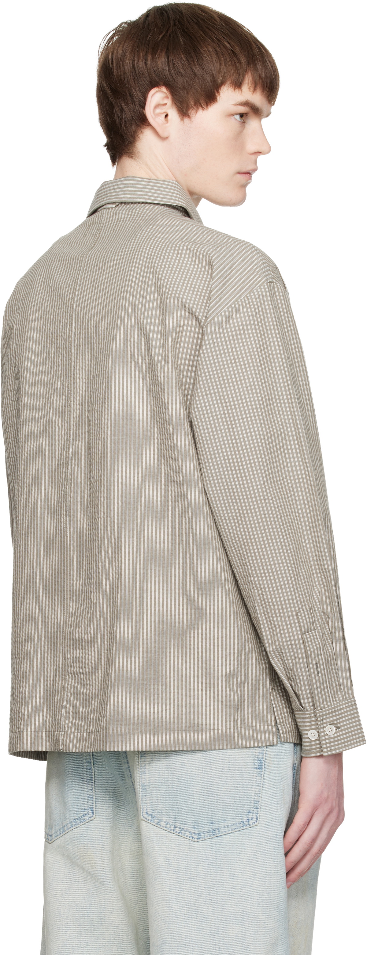 COOR Khaki Stripe Cotton Lounge Shirt