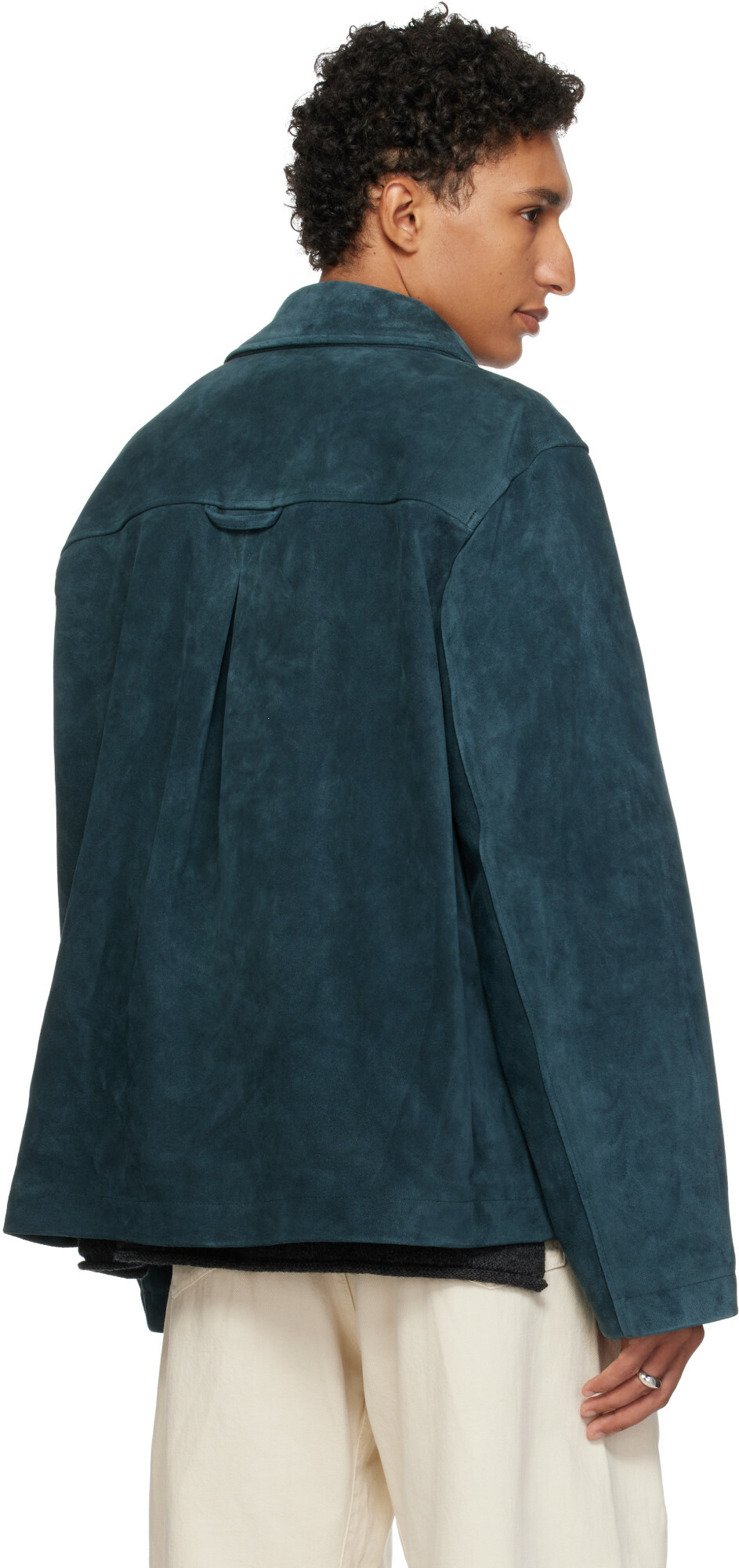 Cawley Navy Zip-Up Sandy Suede Jacket