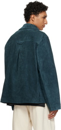 Cawley Navy Zip-Up Sandy Suede Jacket