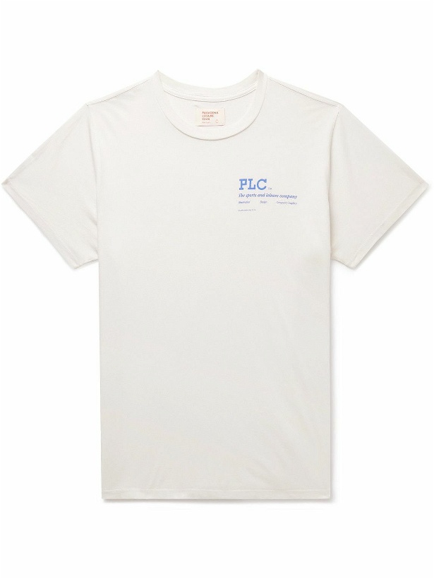 Photo: Pasadena Leisure Club - Company Logo-Print Garment-Dyed Combed Cotton-Jersey T-Shirt - White