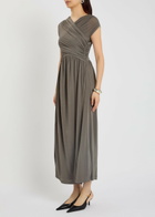 Tove Freja Cross-over Ruched Stretch-jersey Midi Dress Dark Green