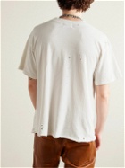 Enfants Riches Déprimés - Distressed Logo-Printed Cotton-Jersey T-Shirt - Neutrals