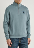 Belstaff Half-zip Logo Cotton Sweatshirt Blue