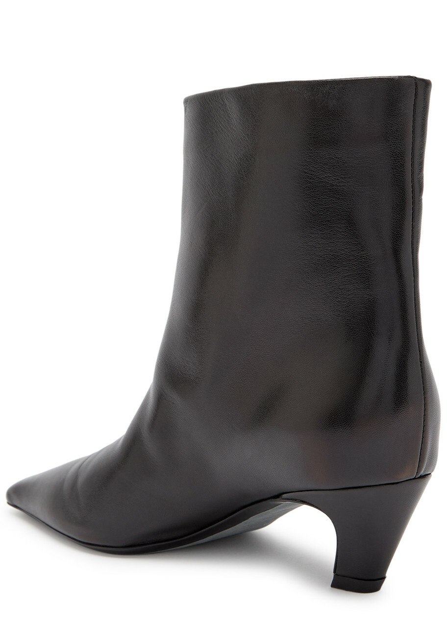 Khaite Arizona 50 Leather Ankle Boots Black