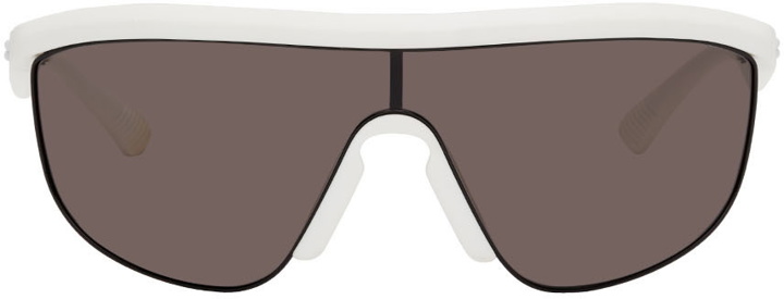 Photo: Bottega Veneta White Matte Shield Sunglasses