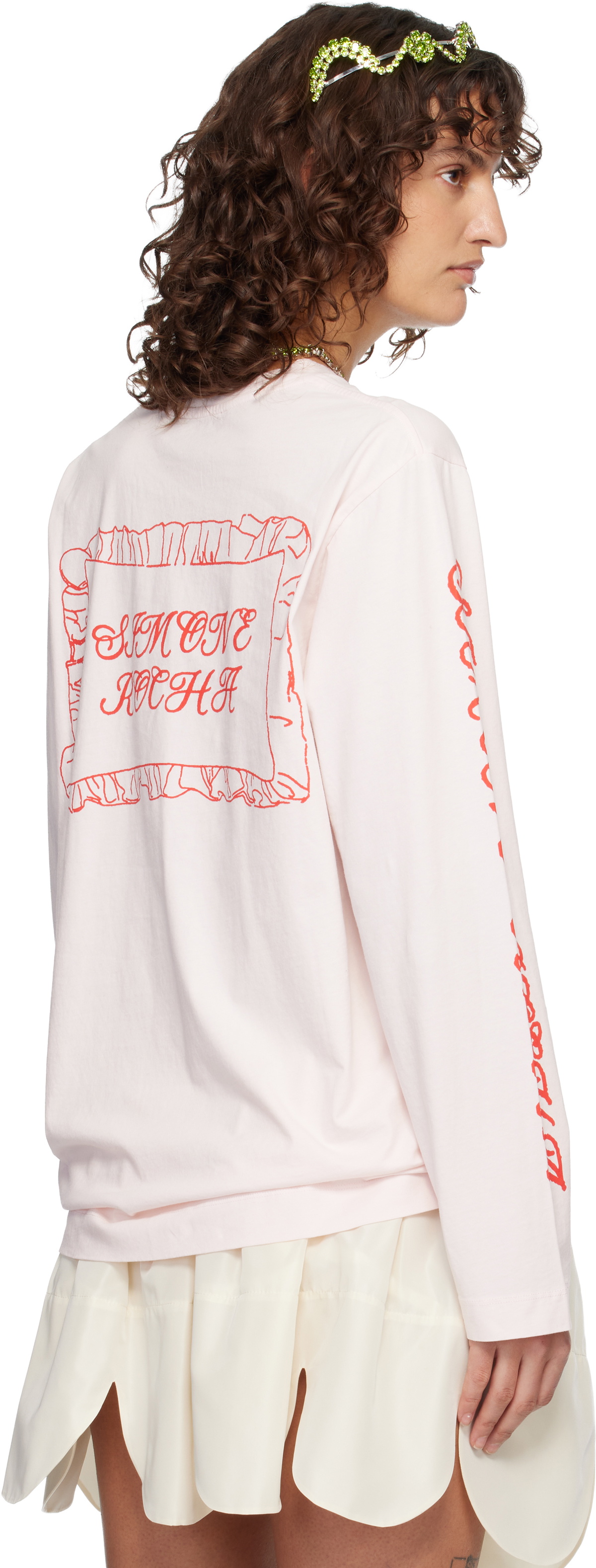 Simone Rocha Pink Pillowcase Logo Print Long Sleeve T-shirt