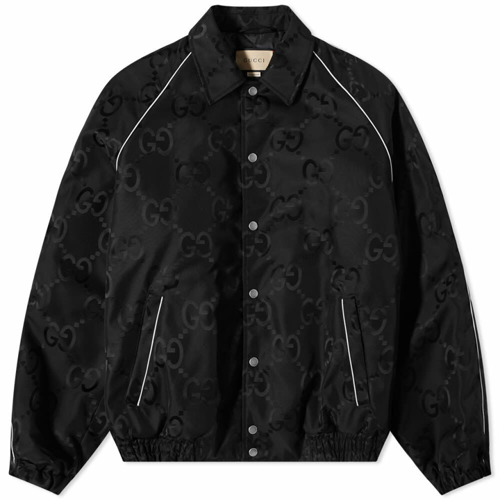 Photo: Gucci Men's GG JaQuard Varsity Jacket in Black